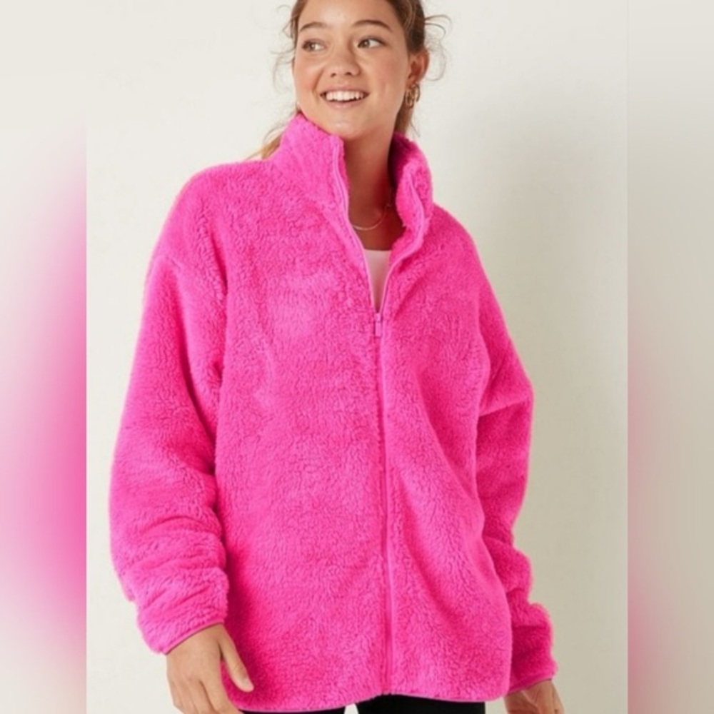 PINK Victoria's Secret Teddy Jacket - Bright Pink
